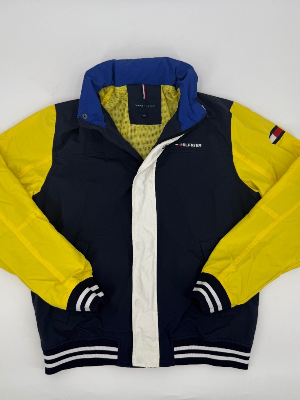 Tommy Hilfiger Hooded Jacket Yacht Coastal Colorblock Sailing Navy Yellow Men M